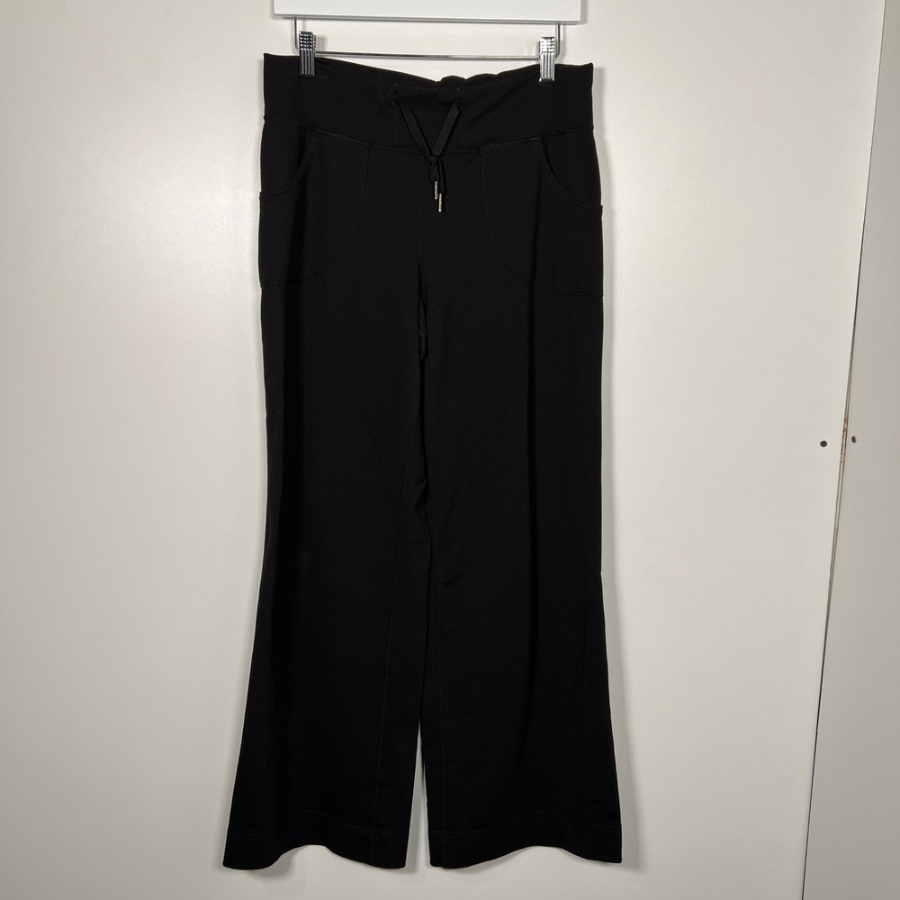 Lululemon Black Wide Leg Pants Yoga Lounge High Rise‎ Drawstring Size 10